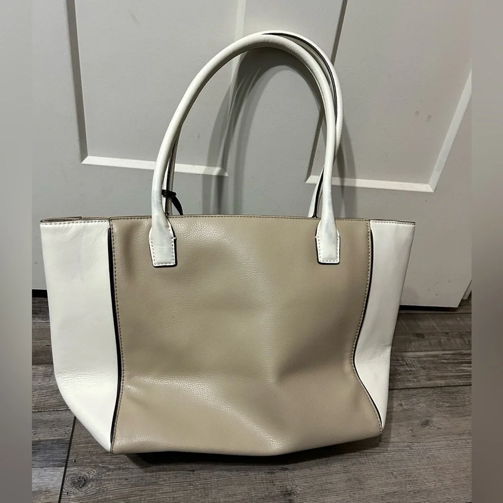 Ralph Lauren large Shoulder purse tote bag Ivory Taupe Black